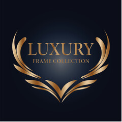 Simple abstract luxury brand logo with gold gradation color