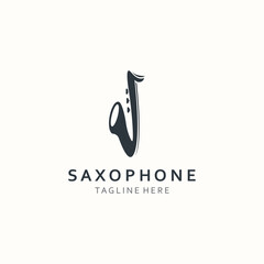 Saxophone music logo design simple modern and minimalist illustration