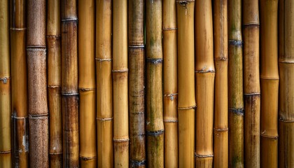 Fototapeta premium Wall made of natural bamboo stems