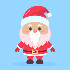 Santa Claus isolated on blue background. Cute Santa Claus character for Christmas holiday.