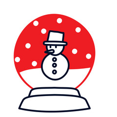 Vector image of a snowball icon with a snowman inside on a white background