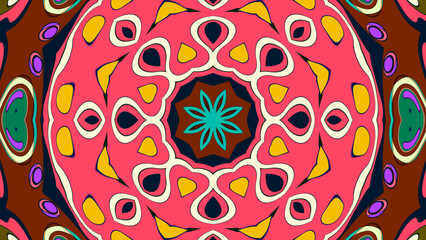 Abstract colorful psychedelic mandala kaleidoscope background pattern for a summer music festival  © yahya
