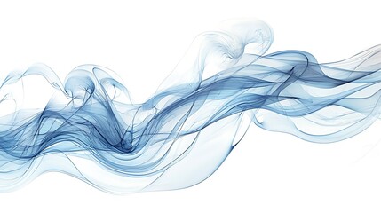 Abstract Blue Smoke Waves on White Background