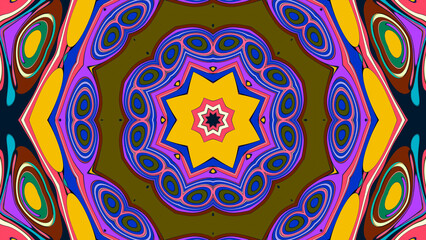 Abstract colorful psychedelic mandala kaleidoscope background pattern for a summer music festival
