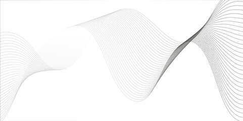 Vector wavy grey lines flowing smooth digital futuristic technology curve ocean black gradient color on transparent background. Design for technology, science, music, sound, banner, poster, modern.