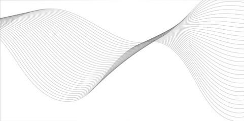 Vector wavy grey lines flowing smooth digital futuristic technology curve ocean black gradient color on transparent background. Design for technology, science, music, sound, banner, poster, modern.