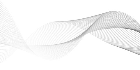 Vector abstract wavy and curve line art flowing dynamic grey isolated on transparent background in concept luxury, wave, wind, ocean, technology, science, music, sound, banner, poster