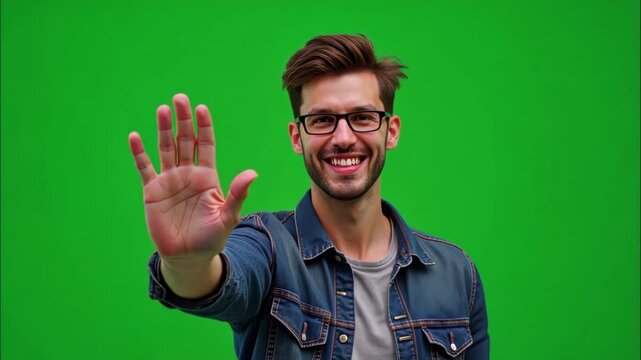 Green Screen: A Person Showing Bye-Bye Hand Gesture