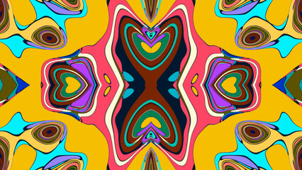 Abstract colorful psychedelic mandala kaleidoscope background pattern for a summer music festival
