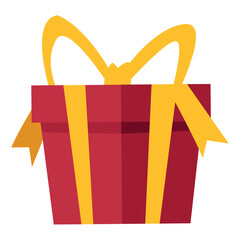 Red gift vector icon image with yellow bow