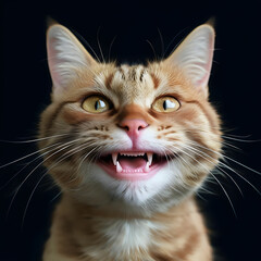 a cat in the smiling face 