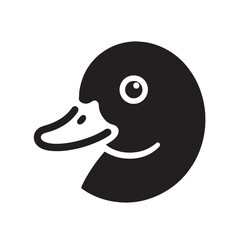 Black and white silhouette of a duck's head.