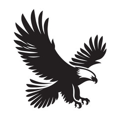 Obraz premium Black and white silhouette of a flying eagle.