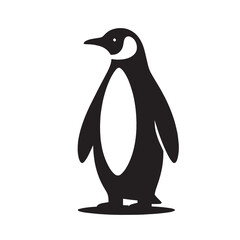 Black and white silhouette of a penguin standing upright.