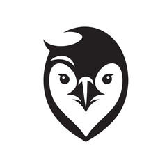 Black and white silhouette of a penguin's head.