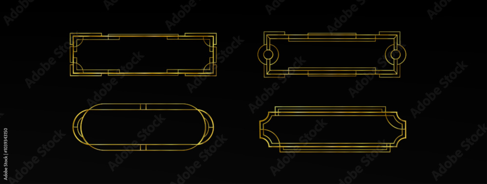 Poster gold ui frame rpg game button. medieval border design for title or banner. fancy royal interface ele