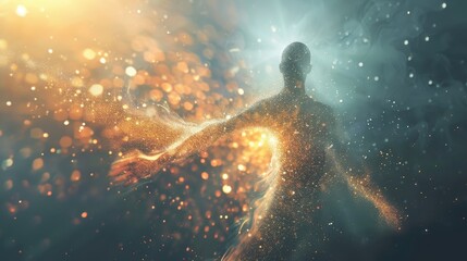 Obraz premium Ethereal Figure Dissolving in a Dreamlike Scene