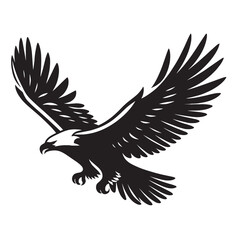 Obraz premium Black and white silhouette of an eagle in flight. (1)