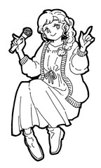 カラオケを楽しむ女の子のイラスト