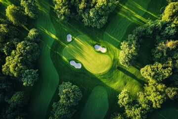 Players on a green golf course, Generative AI