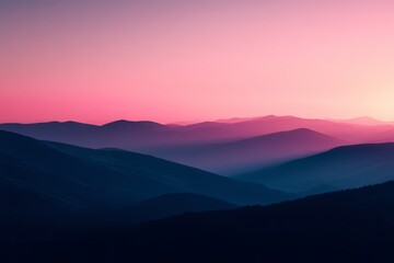 Fototapeta premium sunrise in the mountains with pink gradient sky