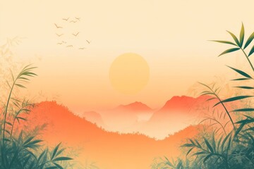 Naklejka premium simple gradient wallpaper calming with orange as the main color