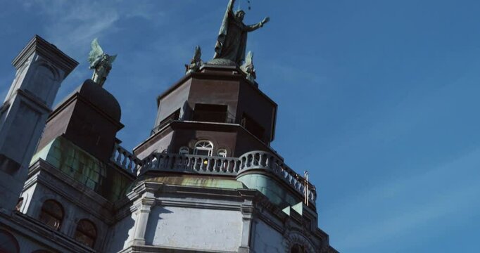 church steeple and clock tower