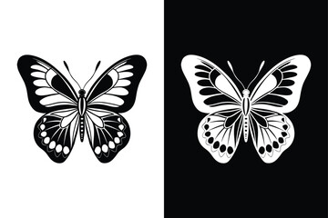 Minimalist Butterfly Vector. Sleek Silhouette Icon for Modern Designs