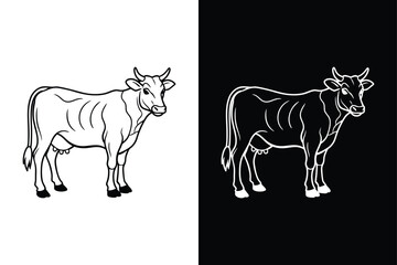 Cow Line Icon Vector. Simple and Trendy Design for Agriculture