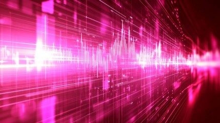 Obraz premium Abstract pink and white digital data stream background.