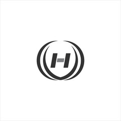 H black and gray logo with circle