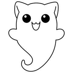 Obraz premium Cartoon Cute Cat Ghost