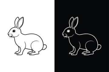 Fototapeta premium Rabbit Outline Icon. Elegant Black Line Art Illustration