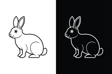 Simple Rabbit Line Art Icon. Sleek Silhouette Vector Design