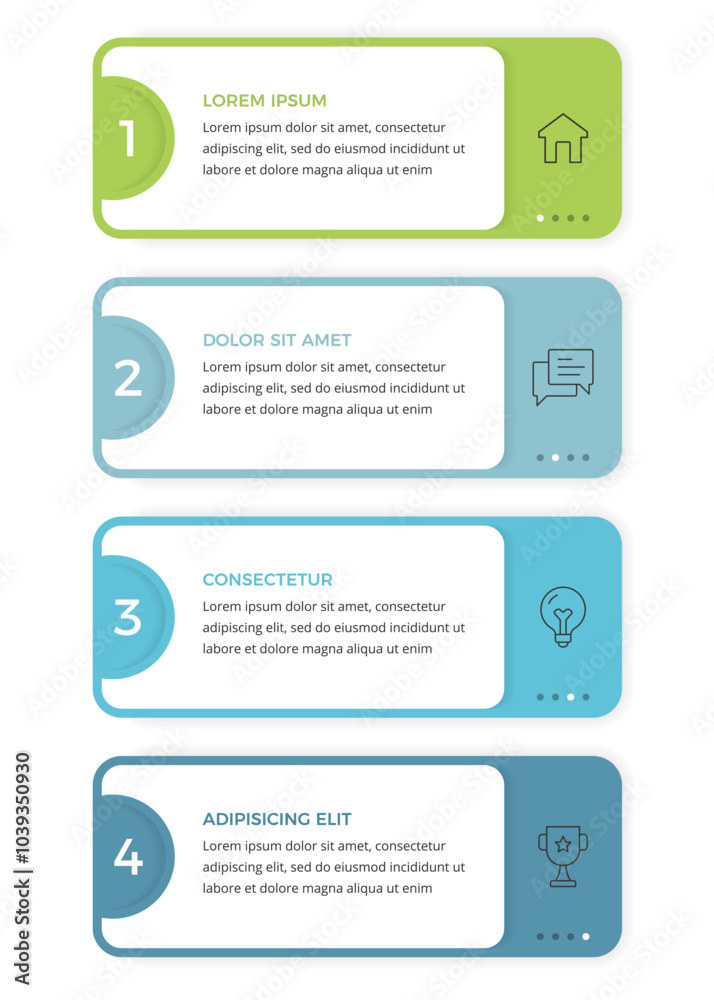 Fototapete four frames with numbers and place for your icons and text, business infographics template, workflow