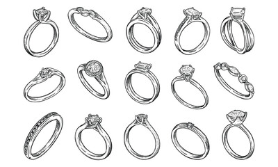 jewelry ring wedding handdrawn collection