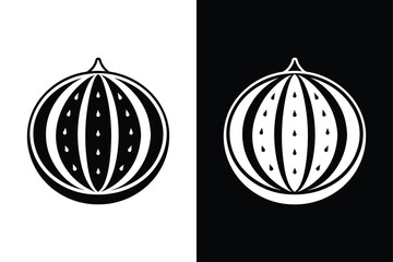 Watermelon Fruit Glyph Icon. Whole and Sliced Silhouette Design