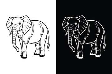 Elephant Icon Vector. Thin Line Design from the Jungle Collection