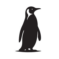 Black silhouette of a penguin standing on a white background.