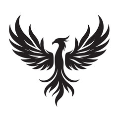 Obraz premium Black silhouette of a phoenix with outstretched wings.