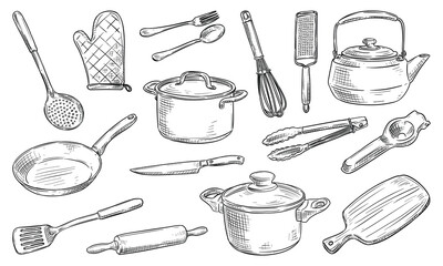 kitchen tools handdrawn collection