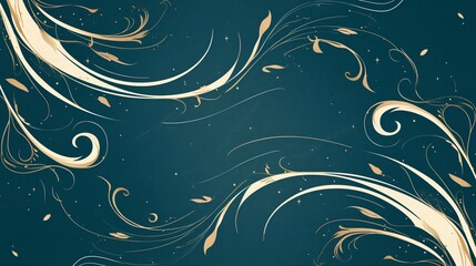 Abstract ornamental design with elegant white curves and tendrils flowing across a dark teal canvas, inspired by Art Nouveau's organic style.