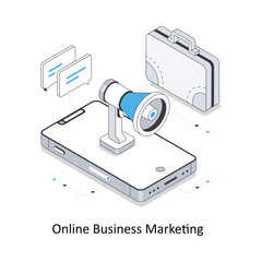 Online Business Marketing isometric stock illustration. EPS File stock illustration