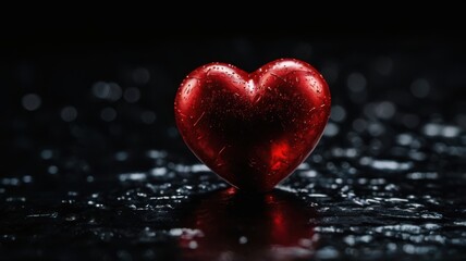 Obraz premium Love, Heart, Stone, Ruby, Red, Background, Black, Shiny