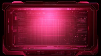 Obraz premium Futuristic red screen with glowing light and digital interface.