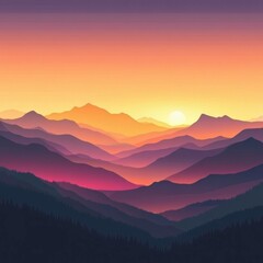 Fototapeta premium Landscape with colorful sunrise over mountains