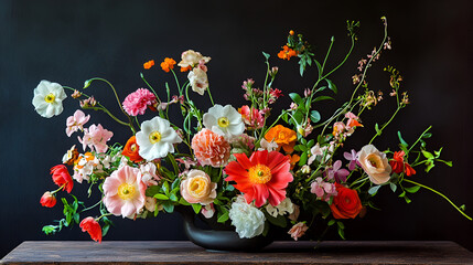 Fototapeta premium Colorful bouquet of gerbera flowers for sale at a flower beautiful of mixed flowers artificial flowers,basket filled with fresh and vibrant blooms
