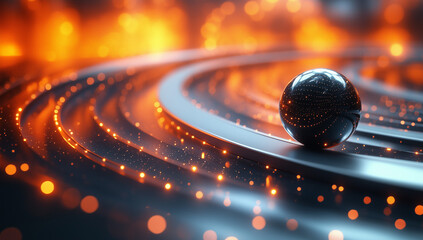 abstract wallpaper background screen, for business, for bank, for finance, for interior, for painting, for wall pictures, for photo frames, for office, for rooms. Abstract ball, black orange glowing