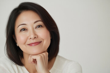 Fototapeta premium Portrait of a smiling mature Asian woman in black