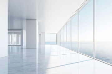 Modern minimalist building interior space and white floor